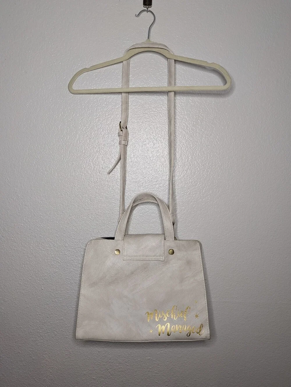 Bioworld Ivory Cream Harry Potter Marauders I Solomnly Swear Tote Crossbody Bag